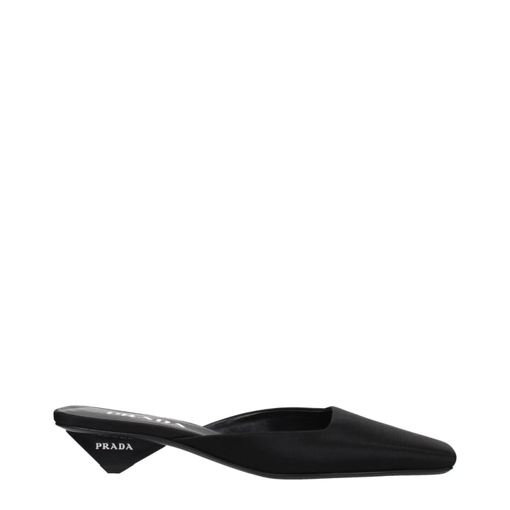 Black Satin Flat Sandals Prada