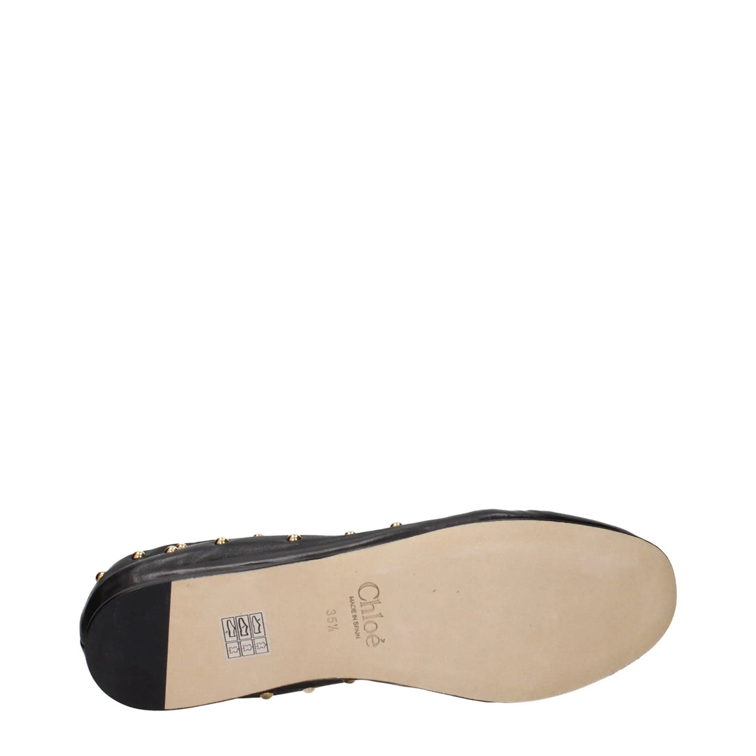 Black Leather Ballet Flats Chloé