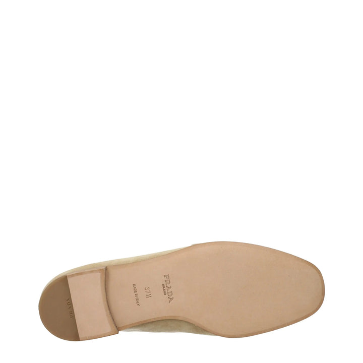 Beige Leather Slip-On Loafers Prada