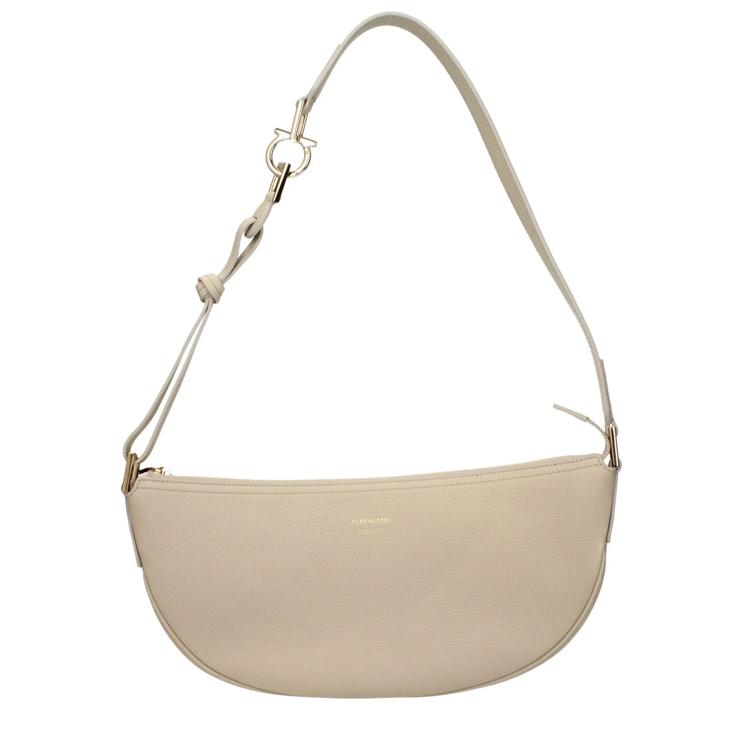Gray Leather Shoulder Bag Salvatore Ferragamo