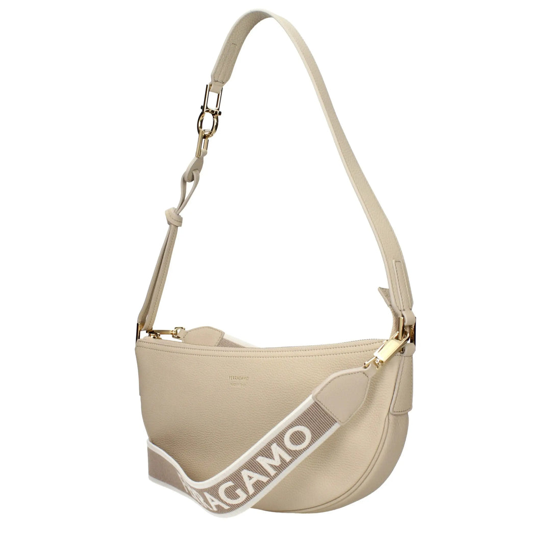 Gray Leather Shoulder Bag Salvatore Ferragamo