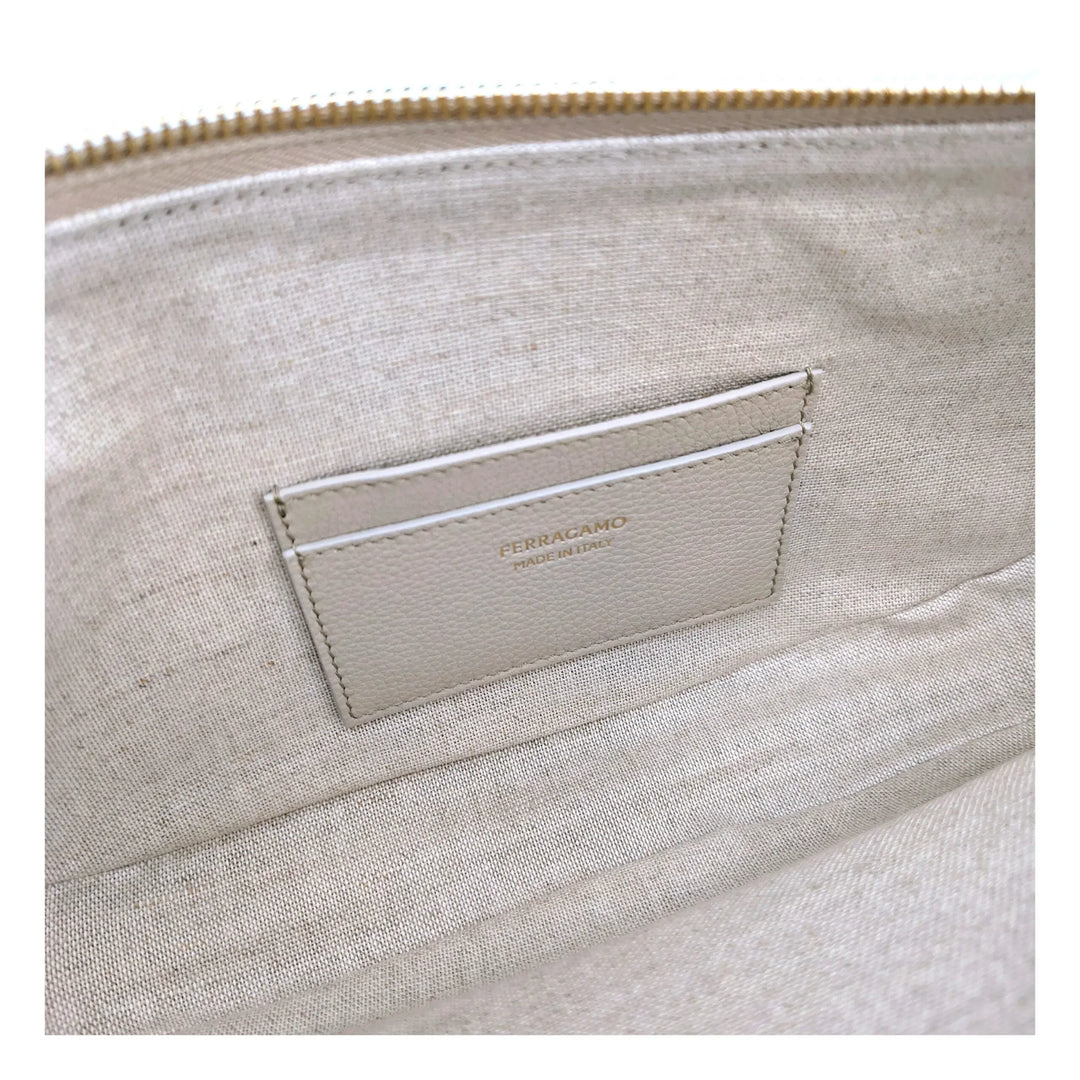 Gray Leather Shoulder Bag Salvatore Ferragamo