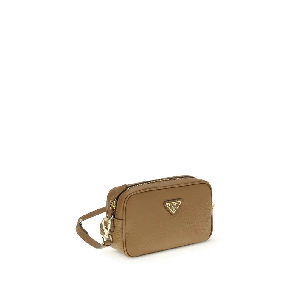 Beige Calf Leather Bos Taurus Shoulder Bag Prada