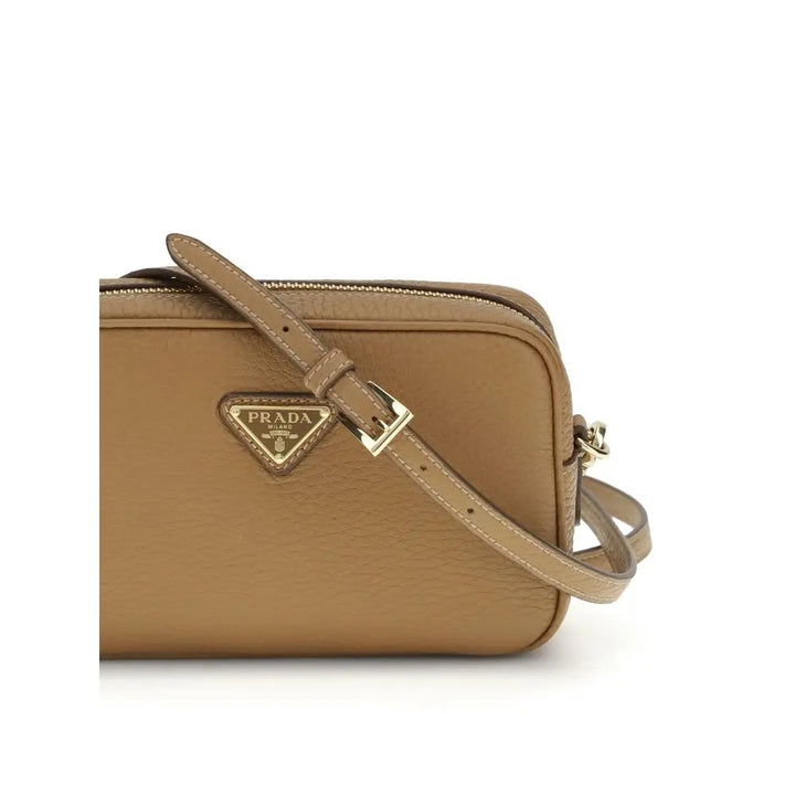 Beige Calf Leather Bos Taurus Shoulder Bag Prada