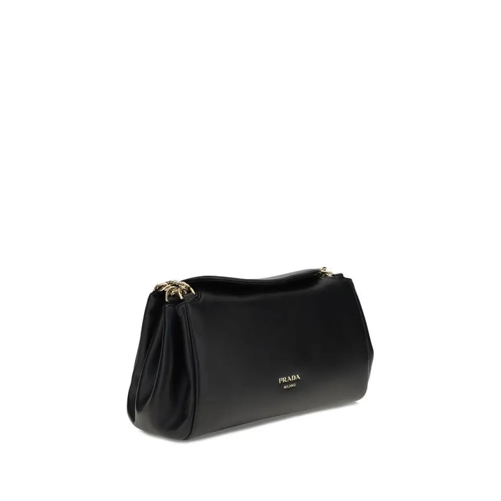 Black Calf Leather Bos Taurus Shoulder Bag Prada