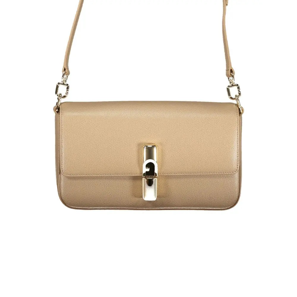 Beige Leather Women Bag Furla