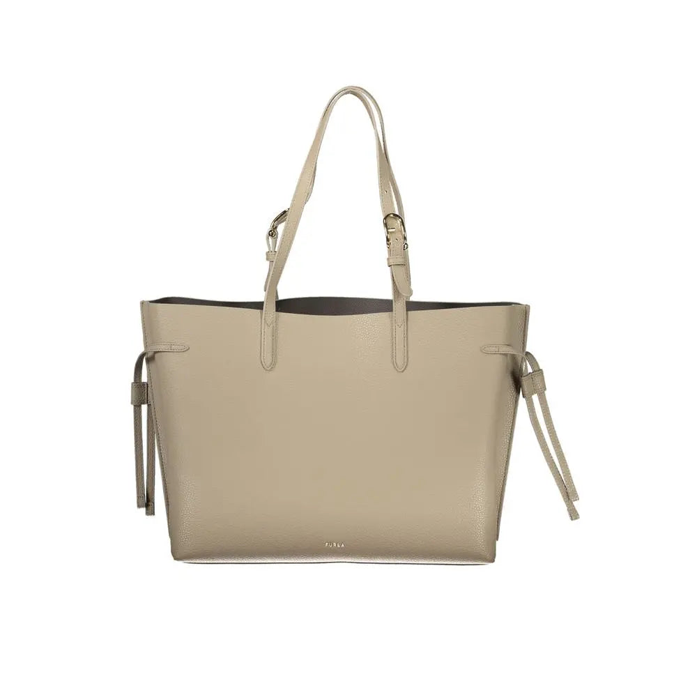 Beige Leather Women Handbag Furla