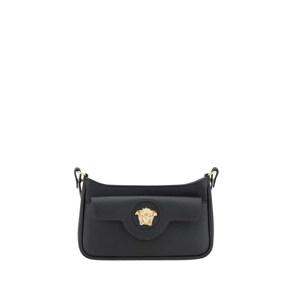 Black Calf Leather Bos Taurus Shoulder Bag Versace