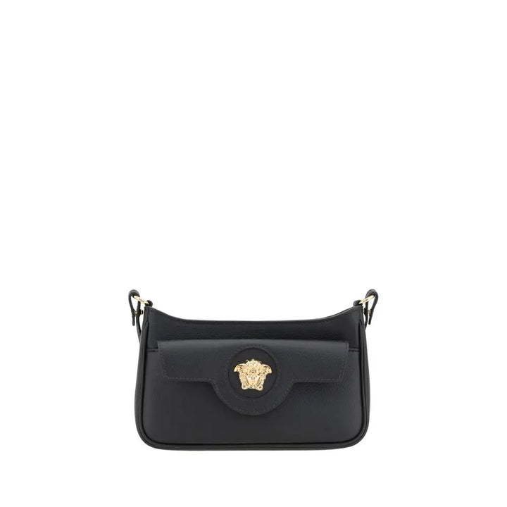 Black Calf Leather Bos Taurus Shoulder Bag Versace