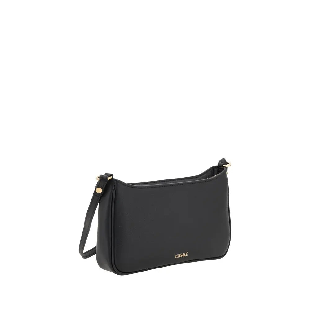 Black Calf Leather Bos Taurus Shoulder Bag Versace