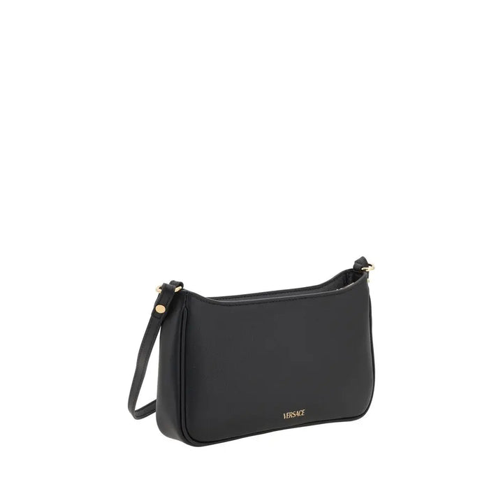 Black Calf Leather Bos Taurus Shoulder Bag Versace