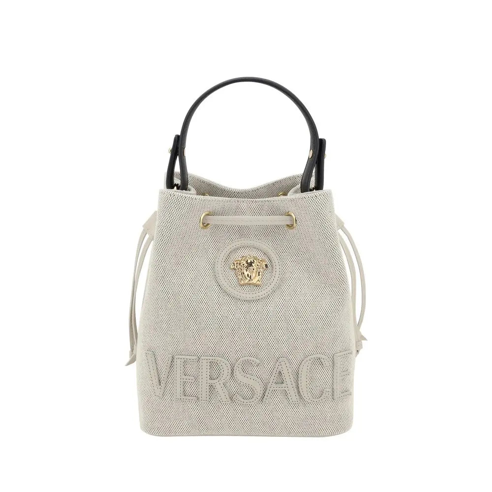 White Fabric Backet Bag Versace