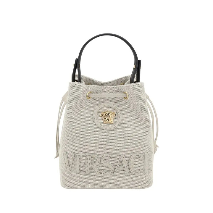 White Fabric Backet Bag Versace