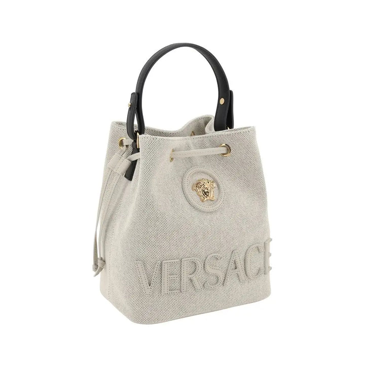 White Fabric Backet Bag Versace