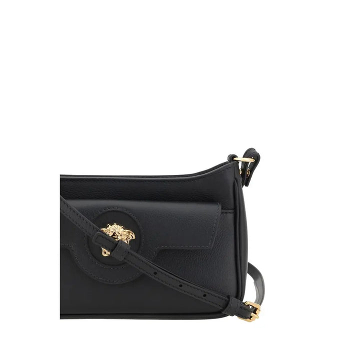 Black Calf Leather Bos Taurus Shoulder Bag Versace