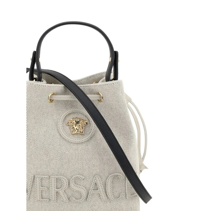 White Fabric Backet Bag Versace