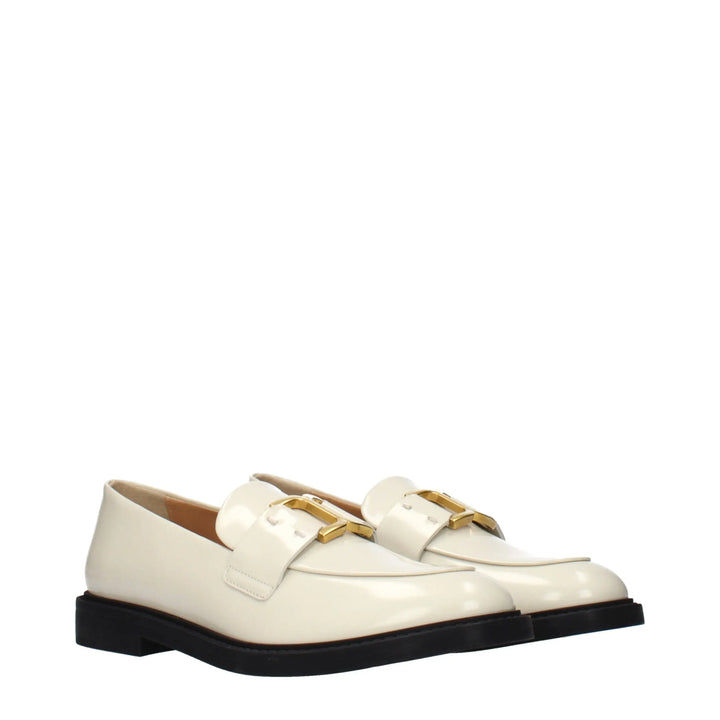 Beige Leather Slip-On Loafers Chloé