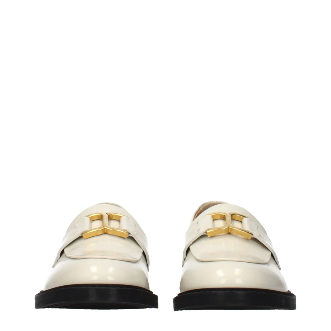 Beige Leather Slip-On Loafers Chloé