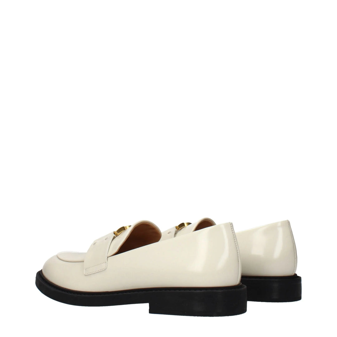 Beige Leather Slip-On Loafers Chloé
