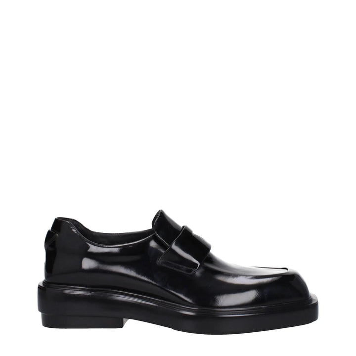 Black Leather Slip-On Loafers Prada