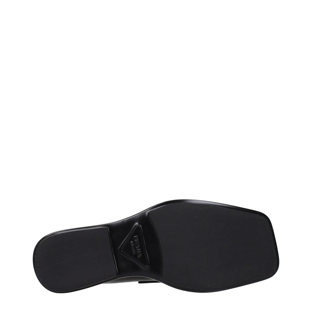 Black Leather Slip-On Loafers Prada
