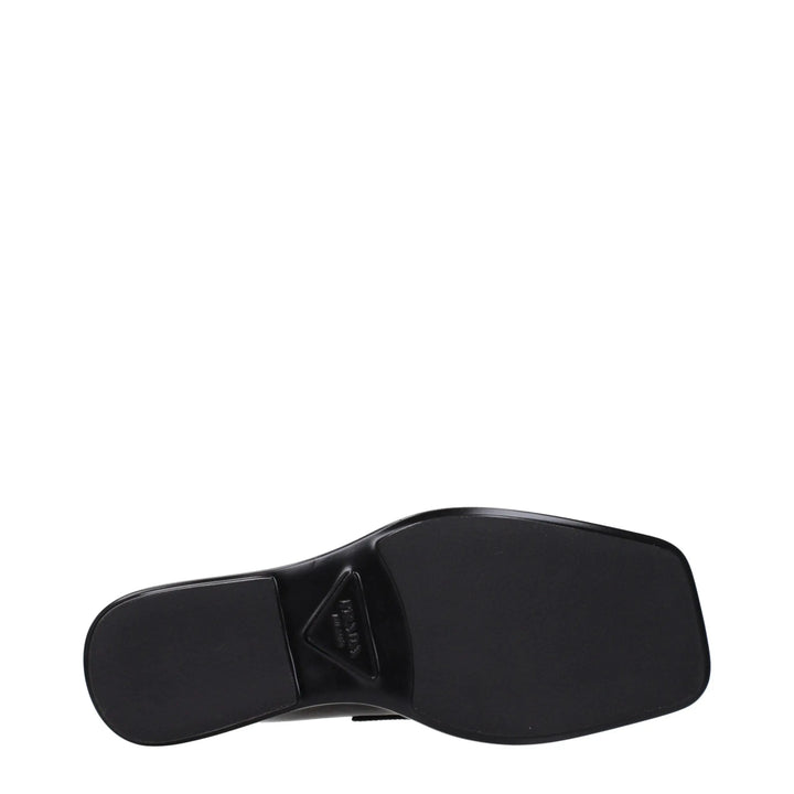 Black Leather Slip-On Loafers Prada
