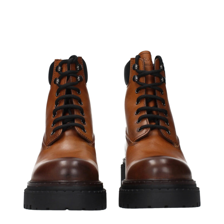 Brown Leather Ankle Boots Prada