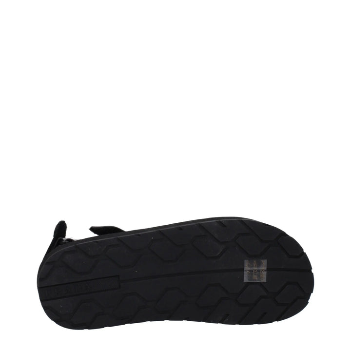 Black Fabric Flat Sandals Prada