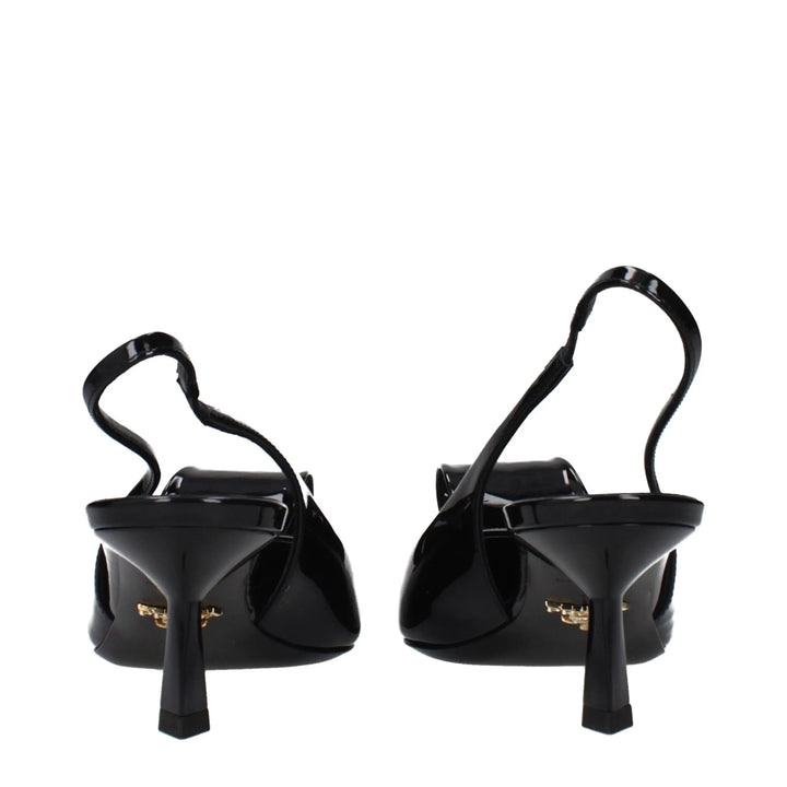 Black Leather Stiletto Heel Sandals Prada