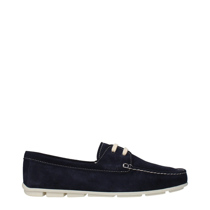 Blue Leather Slip-On Loafers Prada