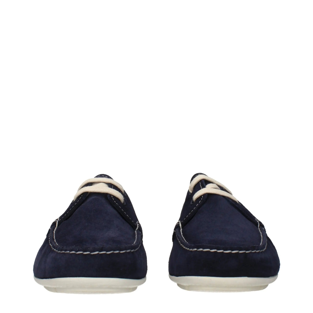 Blue Leather Slip-On Loafers Prada