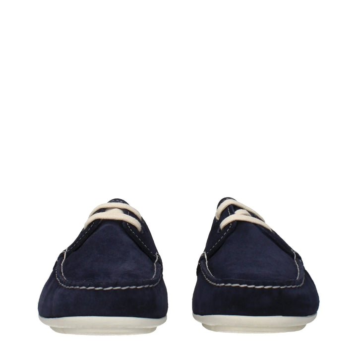 Blue Leather Slip-On Loafers Prada