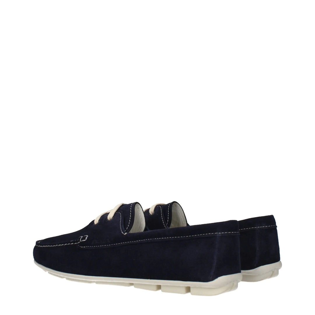 Blue Leather Slip-On Loafers Prada