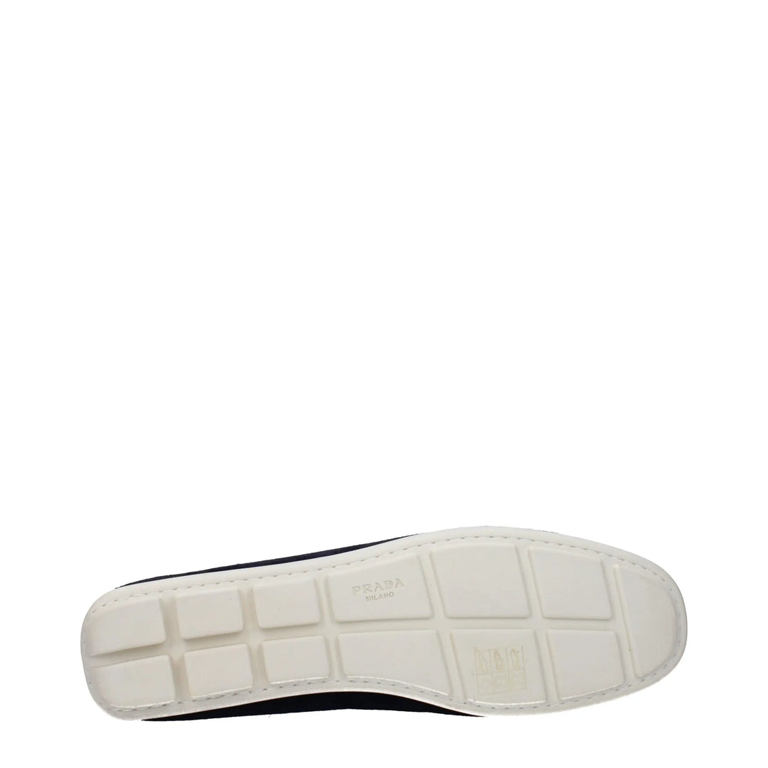 Blue Leather Slip-On Loafers Prada