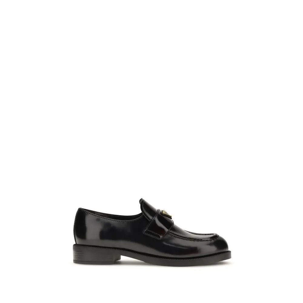 Black Calf Leather Bos Taurus Slip-On Loafers Prada