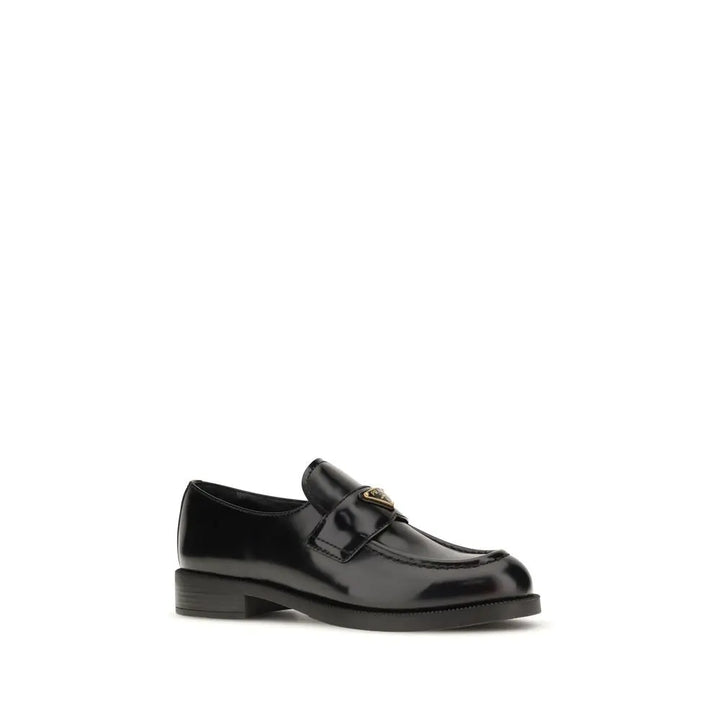 Black Calf Leather Bos Taurus Slip-On Loafers Prada