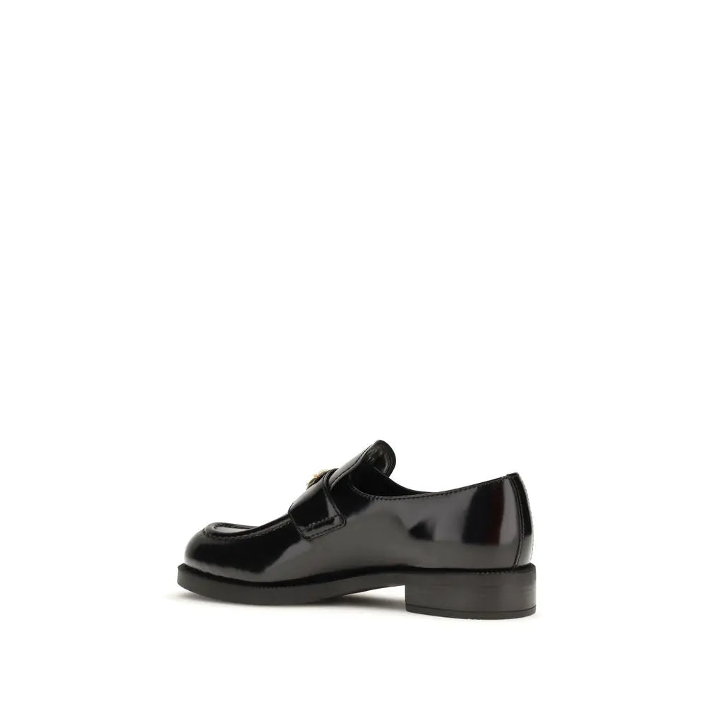Black Calf Leather Bos Taurus Slip-On Loafers Prada