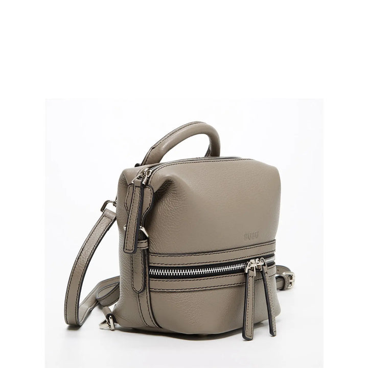Gray Leather Backpack Purse for Women Convertible Crossbody Bag Medium Amethyst Mnemosyne