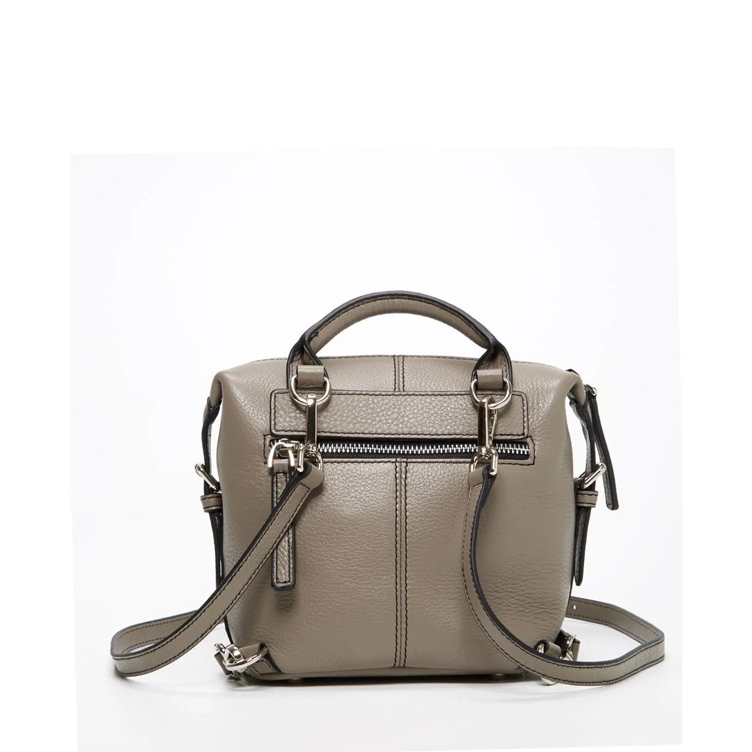 Gray Leather Backpack Purse for Women Convertible Crossbody Bag Medium Amethyst Mnemosyne