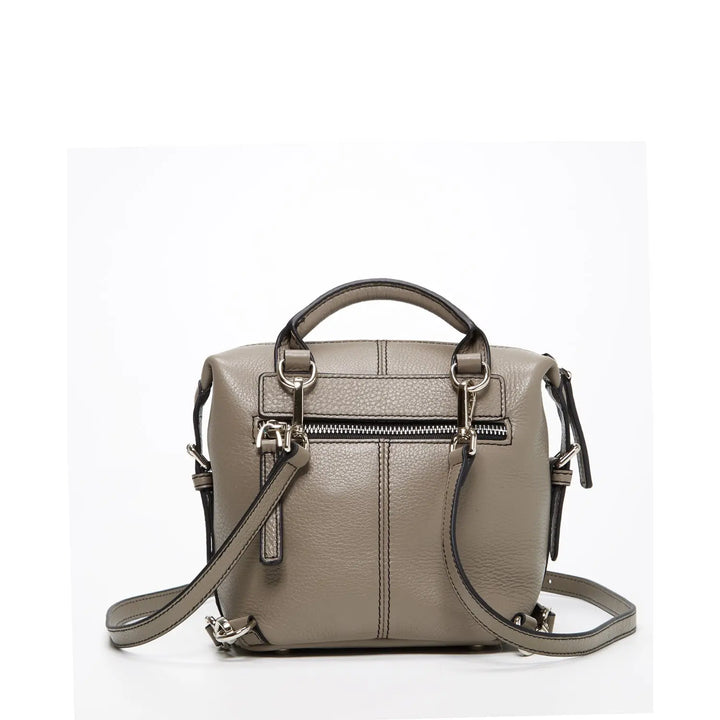 Gray Leather Backpack Purse for Women Convertible Crossbody Bag Medium Amethyst Mnemosyne