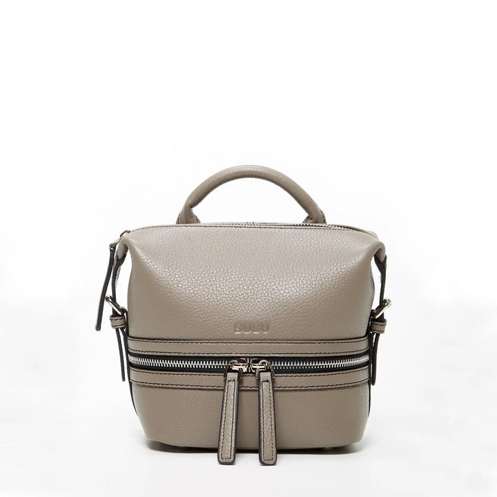 Gray Leather Backpack Purse for Women Convertible Crossbody Bag Medium Amethyst Mnemosyne