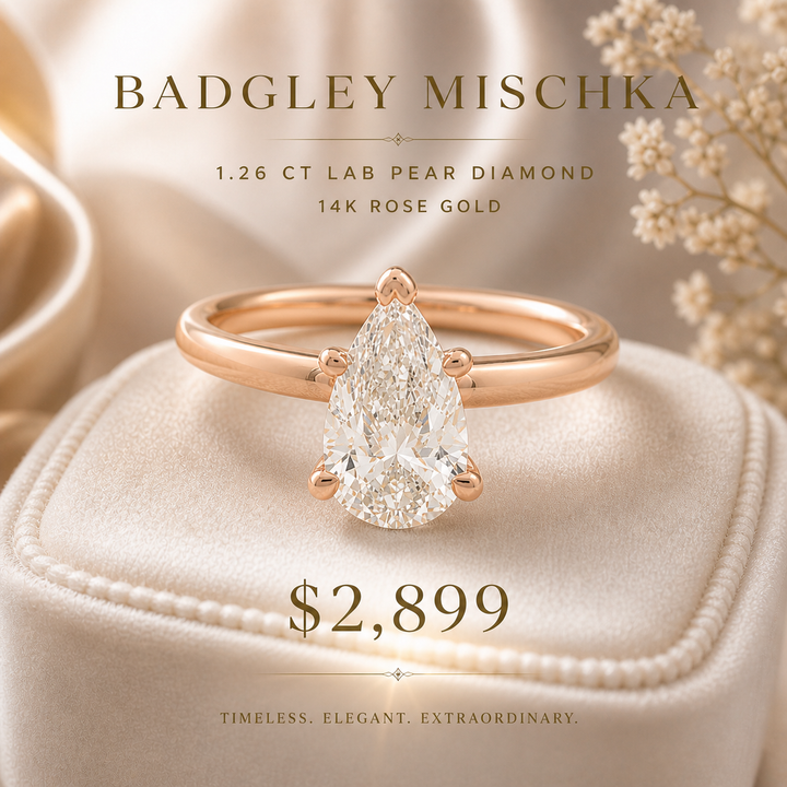 Badgley Mischka 1.26 carat lg diamond solitaire, 14k rose gold the layla edit.