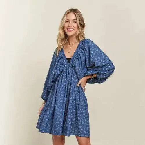 ADORA Batwing Sleeves Floral Dress Trendsi