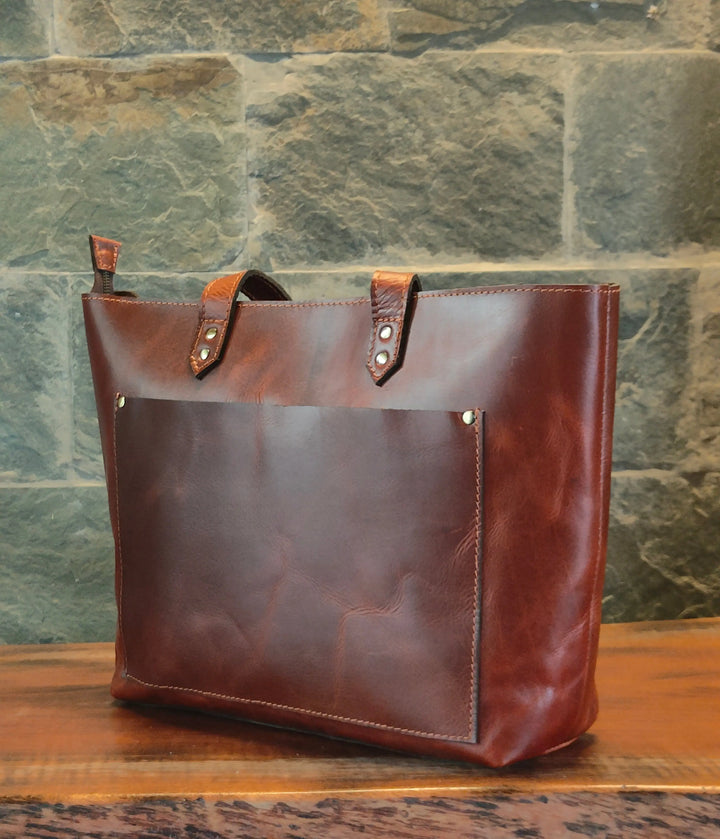 Genuine Leather Tote Bag for Women Large Women's Shoulder Handbag Salmon Alder