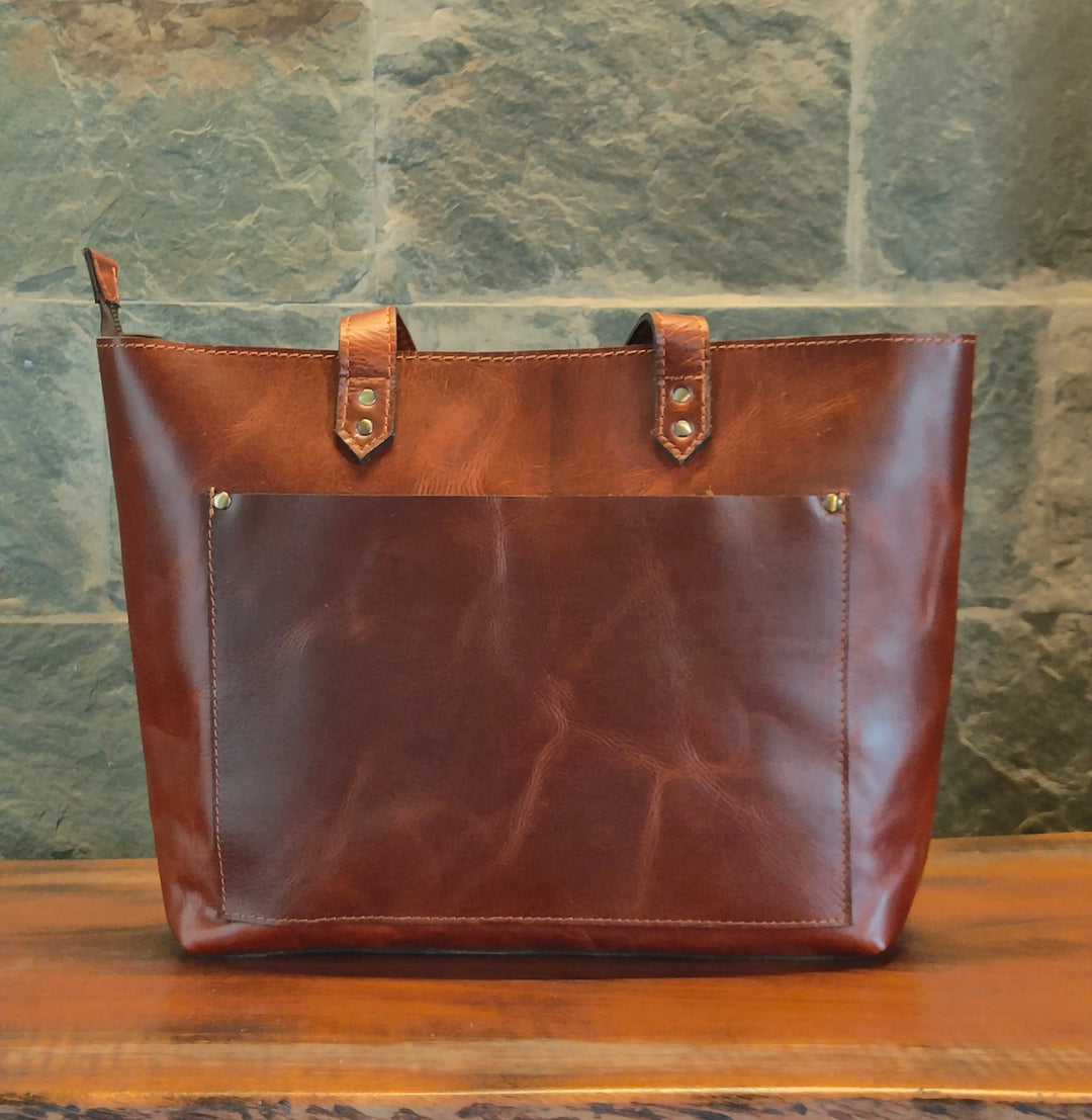 Genuine Leather Tote Bag for Women Large Women's Shoulder Handbag Salmon Alder
