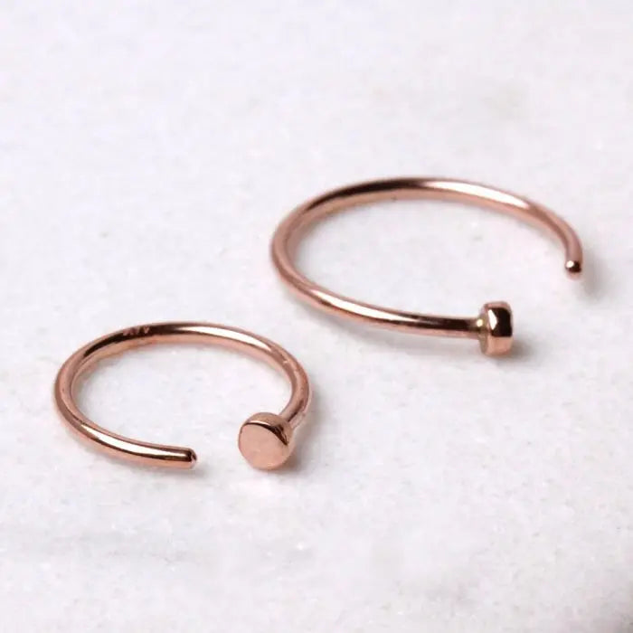 14Kt Rose Gold Nose Hoop Ring Peridot