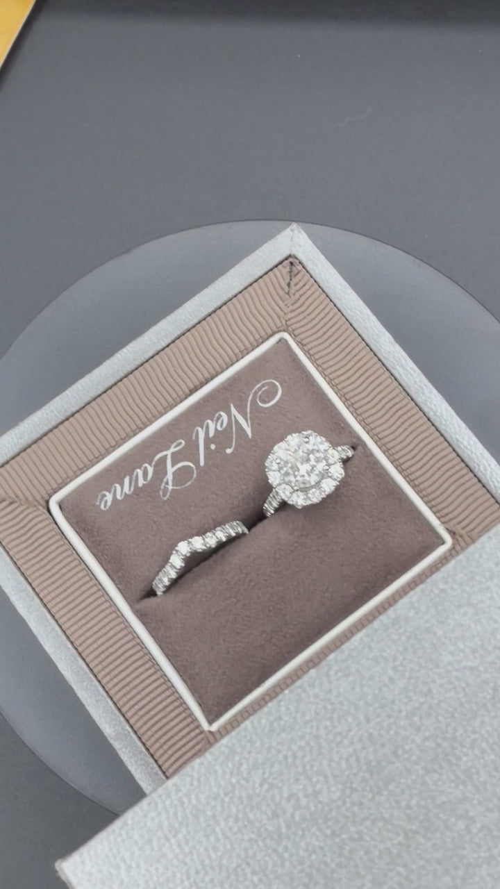 White Gold & Natural Diamond Vintage Set- center stone 1.5 carat, tcw 3.4